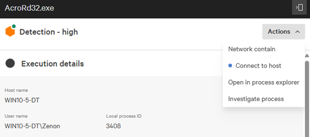 CrowdStrike EDR Light - możliwe akcje